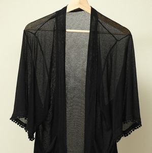 Sheer black kimono with pockets